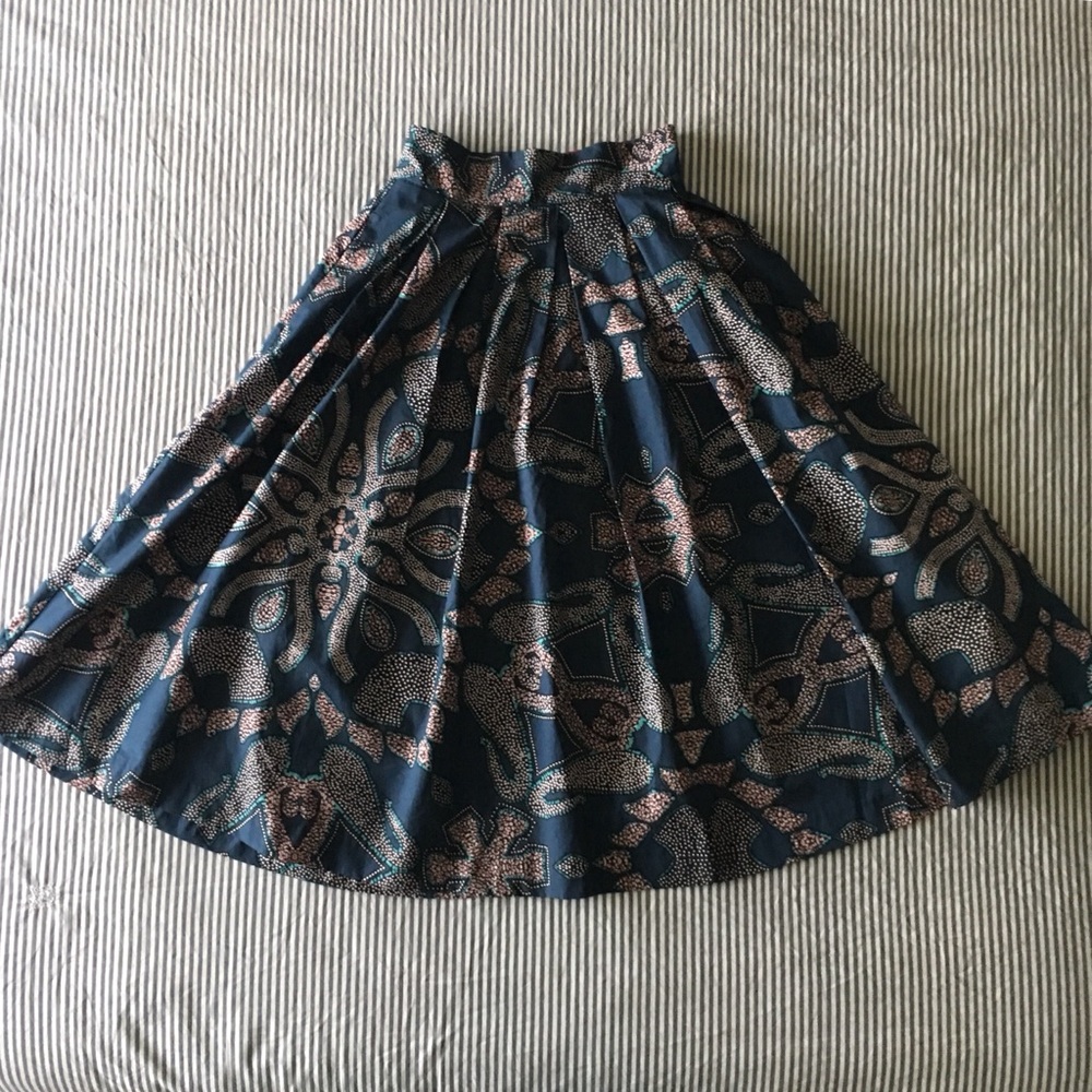 Batik midi pleated full skirt 24 waist